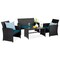 Best Choice Products 4-Piece Outdoor Wicker Patio Conversation Furniture Set w/ Table, Cushions